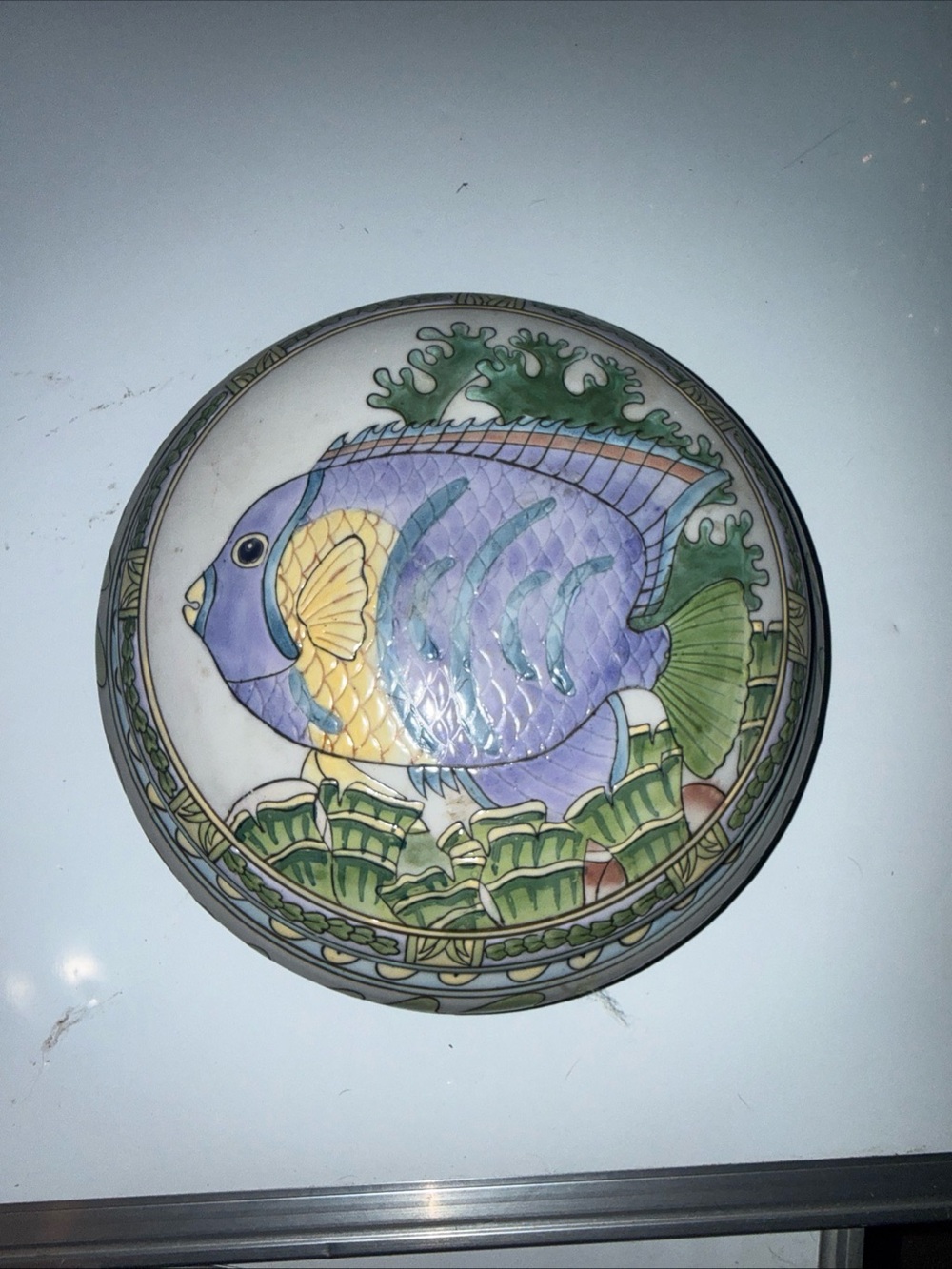 Collectible Sea Garden Green Tang Siddhia Hutchinson Andrea by Sadek Bowl W Lid